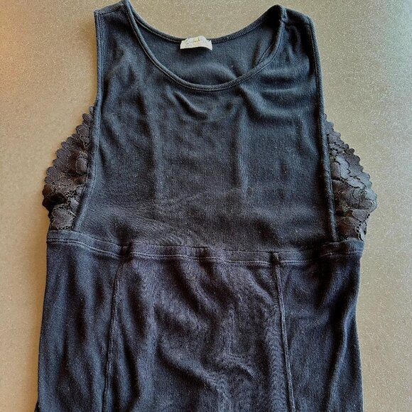 Free People Intimately Tank w/Lace Accents - Medium - Black - Picture 1 of 5